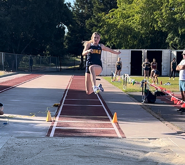 Menlo's Summer Young is a CCS triple qualifier after winning the high jump and 4x100 relay and taking silver in long jump.