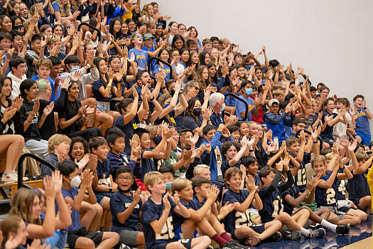 Menlo gets ready for the Homecoming football game at an all-school pep rally.