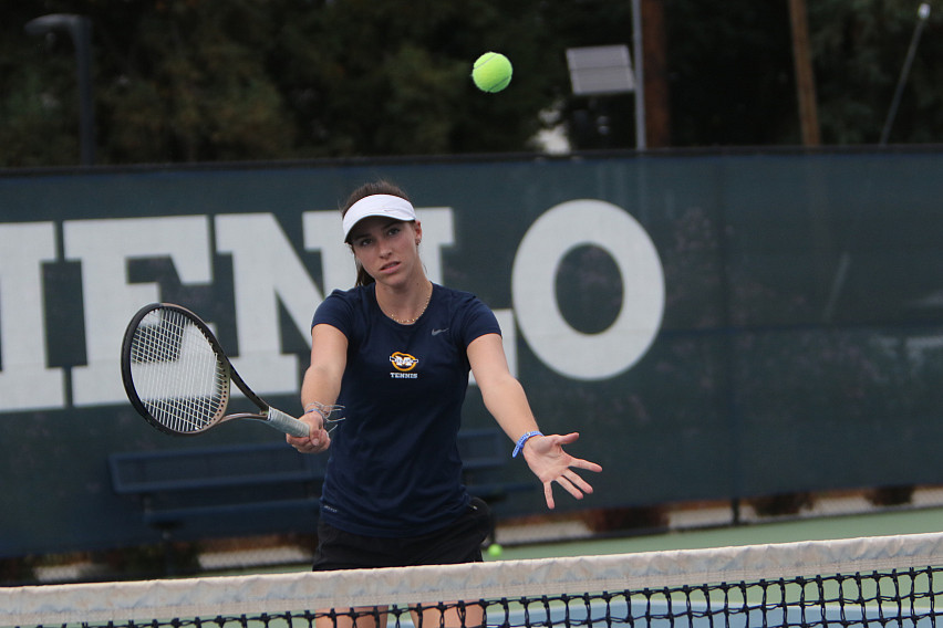 Menlo's Natalie Westermann won 6-0, 6-0 at No.3 singles against Lynbrook