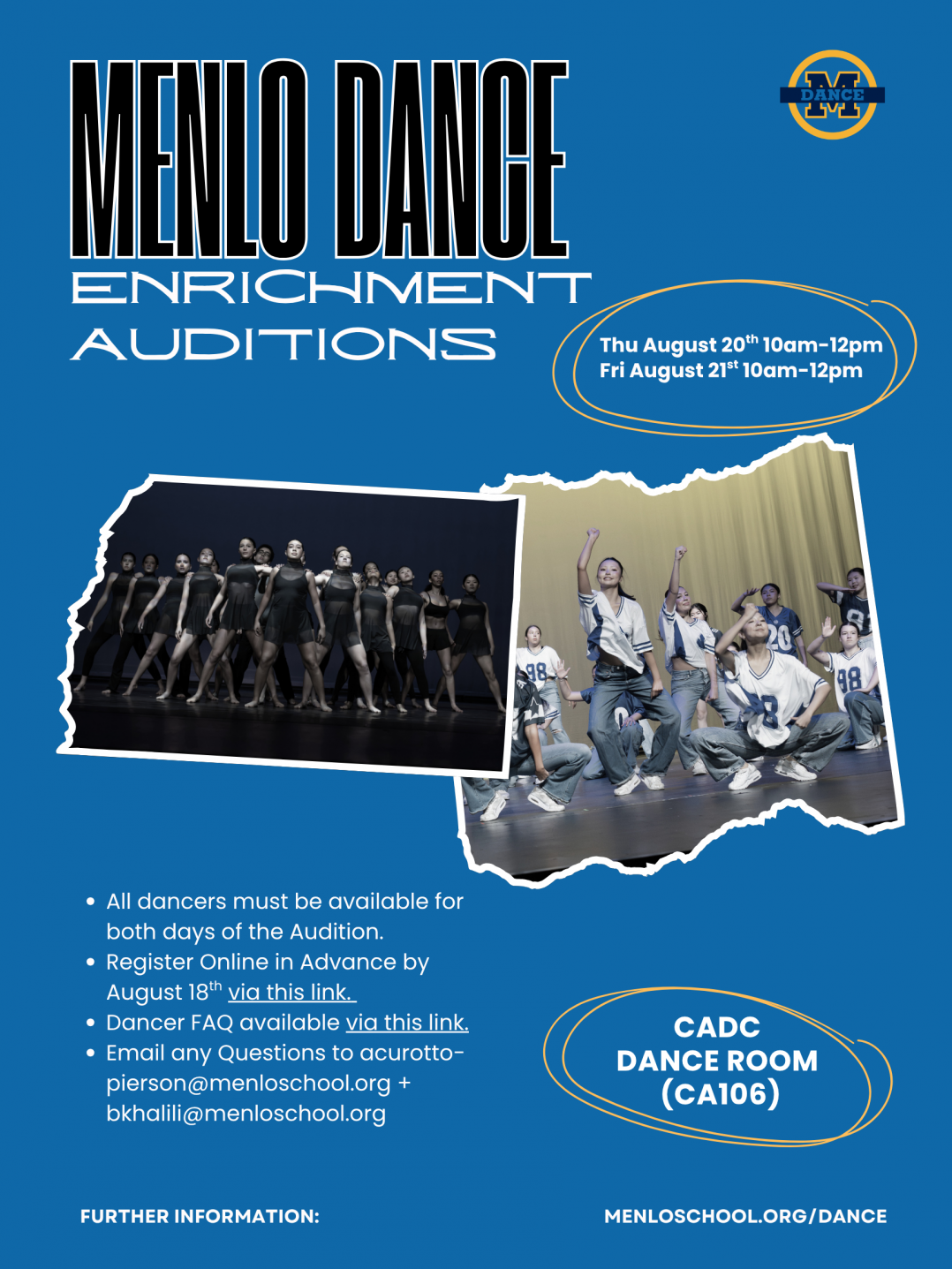 Menlo Audition Fliers - 26/27 Season
