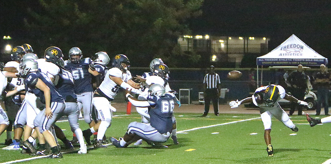 Menlo senior Ty Richardson blocked two PAT attempts in Friday's game