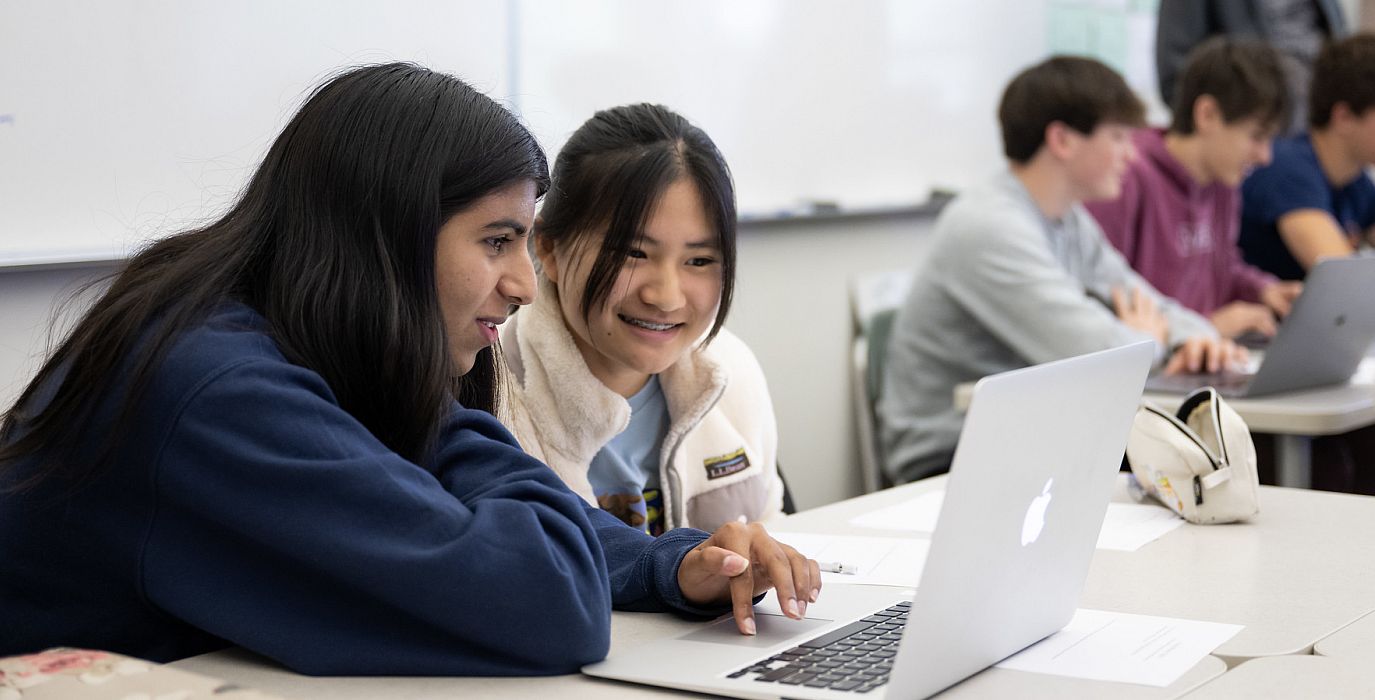 Students collaborate in an Upper School Computer Science Course