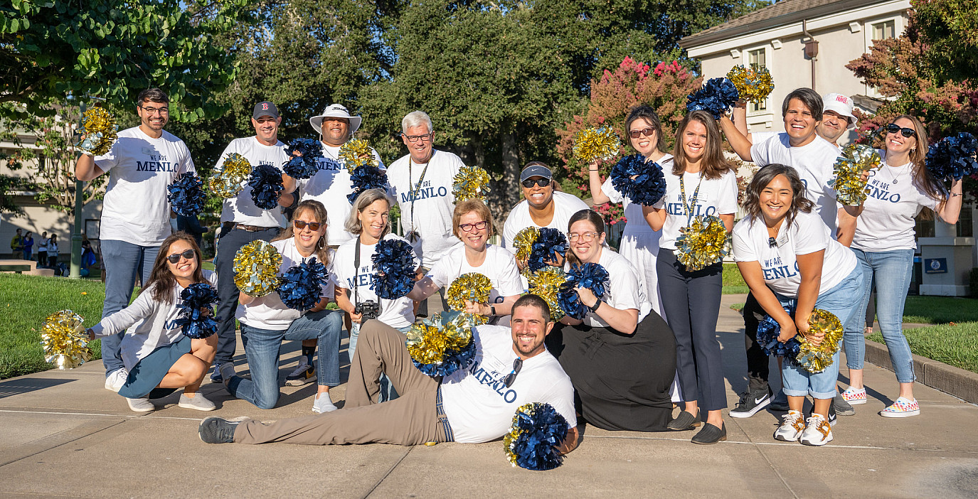 Middle School faculty cheer on students on the first day of school 2023.