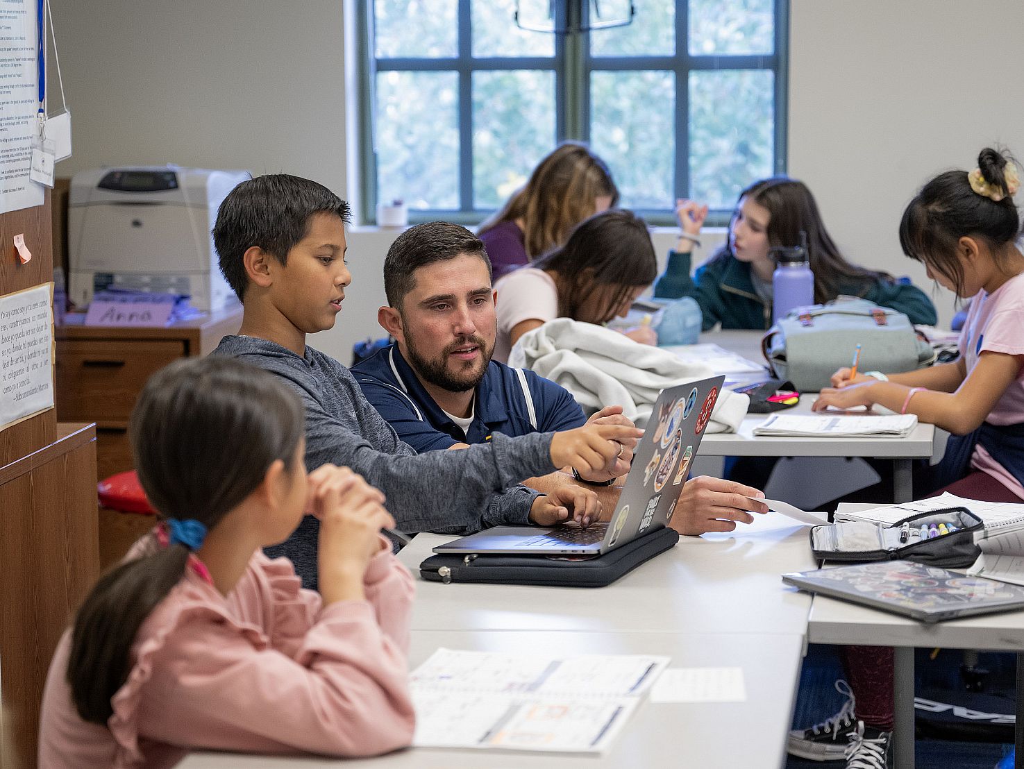 Frankie Machado teaches 6th grade learning seminar.