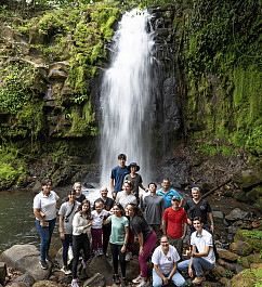 US Global Travel Menlo Abroad Costa Rica Menlo Abroad students enjoy a waterfall on a hike in Costa Rica 2023