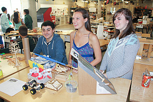 Menlo School students show off their engineering projects. Photo by Pete Zivkov.