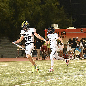Menlo football celebrates after defeating Northgate