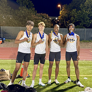 The team of Amay Srinivasan, Henry Hauser, Maxwell Johnson, and Tres Onyejekwe to win the 4x400, in a school-record in 3:27.08. They topp...