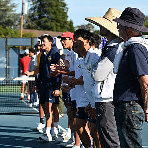 Knights tennis roots on Surya De Datta during a super tie-breaker against Saratoga
