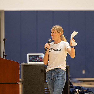 Maddy Price '21 talked with students, faculty and staff about the Olympic creed of fighting well and trying to control only the controlla...