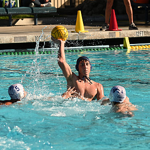 Hunter Coleman, who had a hat trick and four steals, looks for an outlet against Los Altos on Saturday.