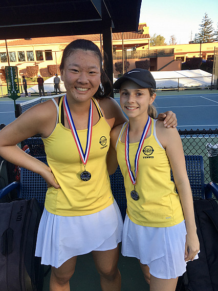 Tricia Zhang and Brynn Brady, right, fell only to Palo Alto's Iris and Erin Li in the CCS final