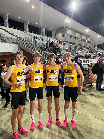 The Knights 4x1600 relay of Aiden Deffner, Will Hauser, Justin Pretre, and Landon Pretre took second at the Mt. SAC relays and are No.,2 ...