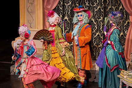 Upper School drama presents the Learned Ladies in the Spieker Center for the Arts.