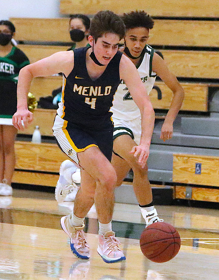 Menlo junior Lucas Vogel had the hot shooting hand for the Knights against Harker on Tuesday