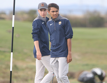 Amay Goel (foreground) and Ryan Schaefer posted a 45 and 39, respectively, for the Knights agains...
