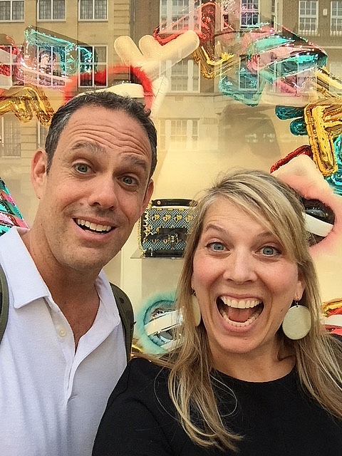 Ethan Bauman '90 and Nina Parker '90 on a visit to London