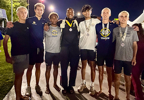 Tres Onyejekwe, Henry Hauser and the 4x800 relay (Hauser, Amay Srinivasn, Joseph Hurd, Oliver Olbekson, Jack Harman, Tolliver Bates) fini...