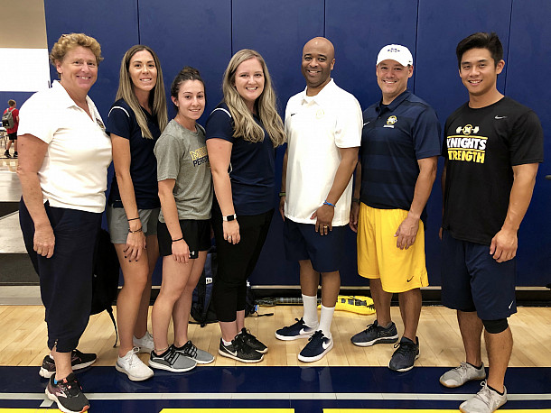 New coaches and Athletics staff in new roles: Laura Reynolds (from left), Aubrey Fennell, Samanth...