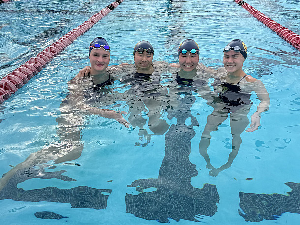 The CCS-qualifying 200 medley and 200 free relay of Sofia Flierl, from left, Zoe Chuang, Eden Chuang and Leila Kao