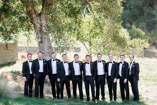 Groomsmen join Peter Tight '04 at his wedding