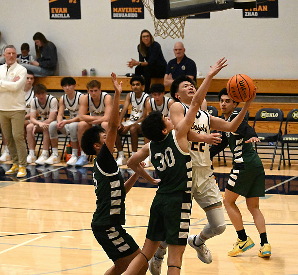 Ethan Zhao finished with 12 points, sevem rebounds against Pinewood.
