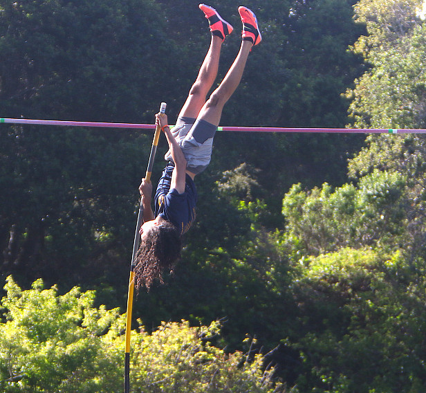 Menlo junior William Floyd soared to clear 13-6 at the CCS Top 8 Meet