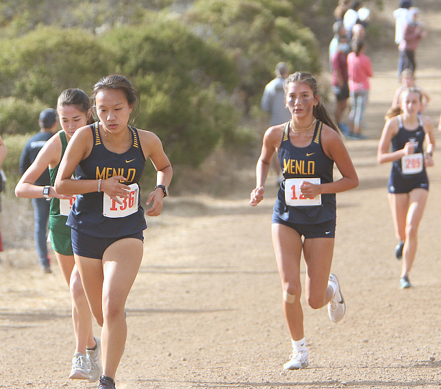 Menlo seniors Grace Tang and Pia Gallo finished 11th and 12th to pace the Knights.