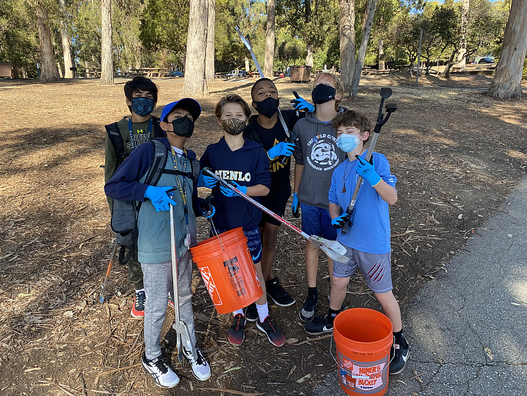 Menlo sixth graders participated in a park clean-up at Coyote Point in San Mateo for some hands-on learning about sustainability.