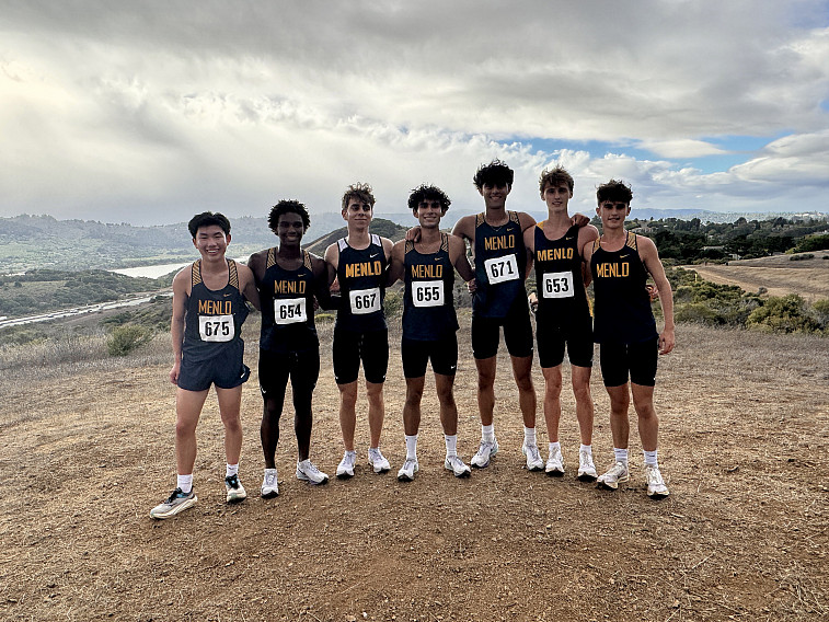 Menlo boys took first in the varsity race at WBAL Meet 1 at Hallmark Park's Crystal Springs course