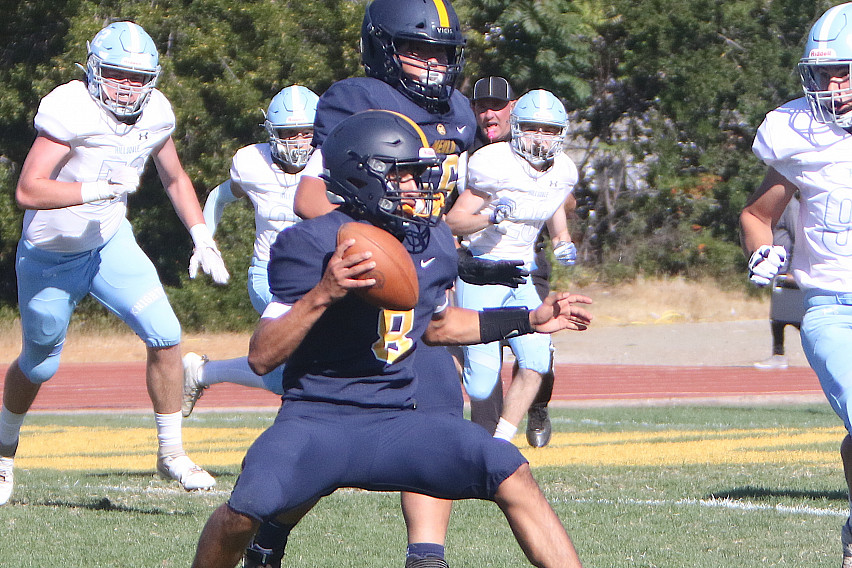 Senior Sergio Beltran maneuvers in the backfield, and finished with 300-plus total yards against Hillsdale.