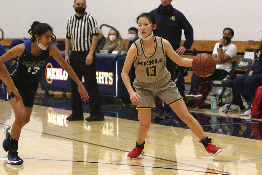 Menlo freshman Karen Xin scored 21 points in a win over Priory on Tuesday