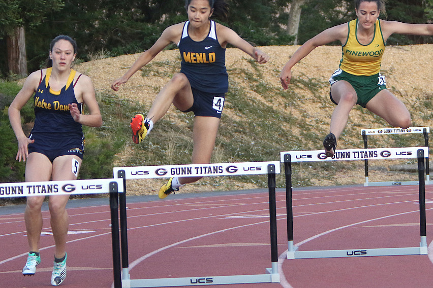 Freshman Angelica Chou won the 300 hurdles and took second in 200