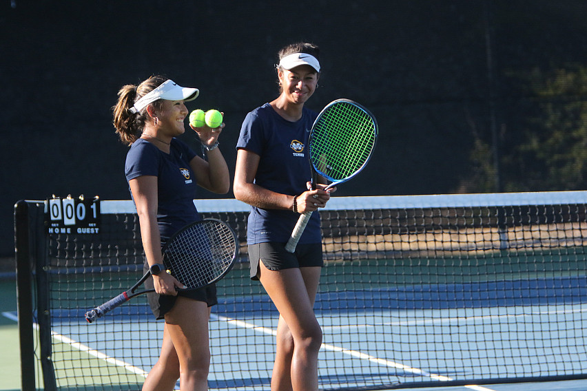 Izzy Klugman, left, and Charlotte Makoni won at No.2 doubles.