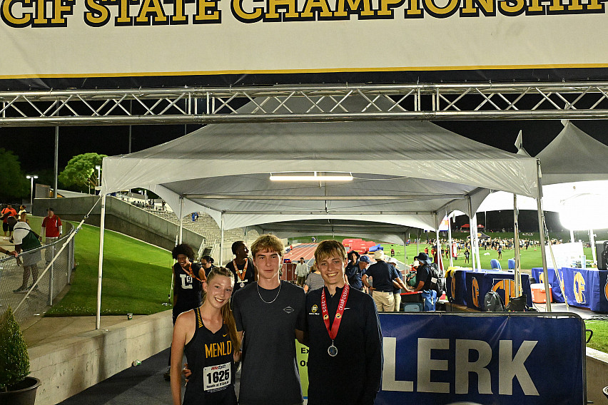 Menlo's Veronica Taira, Will Hauser and Landon Pretre closed their Knights careers at the state championships.