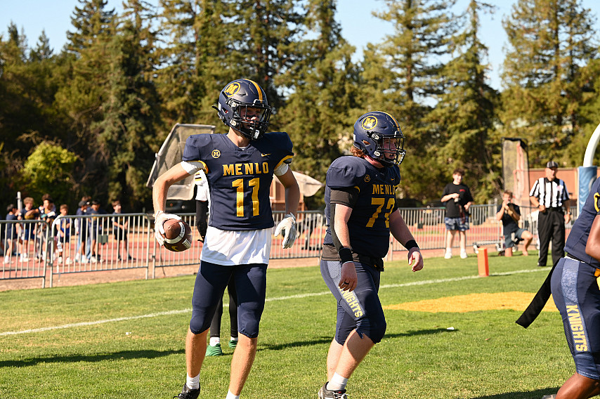 Sophomore Drew Housser grabbed two TD passes from Jack Freehill