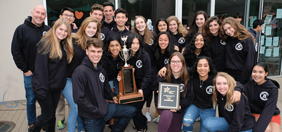 Menlo School 's Mock Trial team celebrates their win of the 2019 State Championship  Photo by Pete Zivkov 